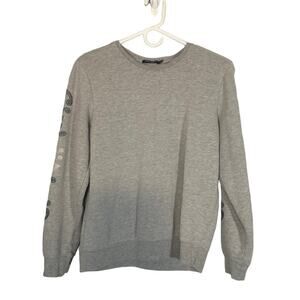 Max Jeans Gray Embroidered Long Sleeve Casual Pullover Sweatshirt Women Sz S
